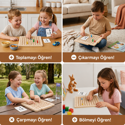 Matematik Öğrenme Kartları Seti – İşlem Tahtası ile Toplama, Çıkarma, Çarpma ve Bölme